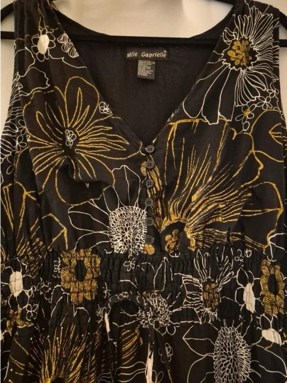 Sleeveless Floral Maxi Dress in Black and Gold - Classic Casual